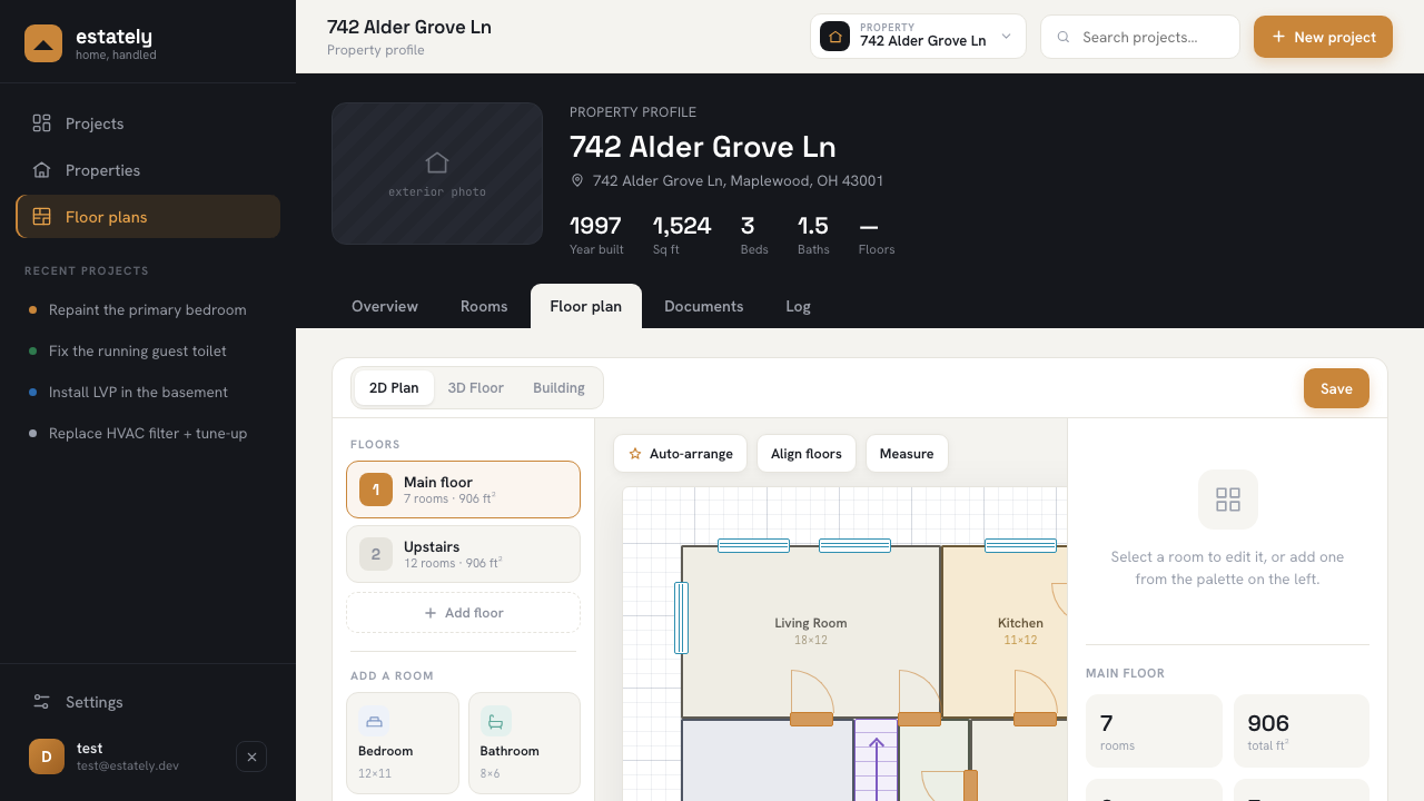2D floor plan editor